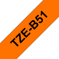 Taśma Brother 24mm Czarny na Fluorescencyjnym Pomarańczowym