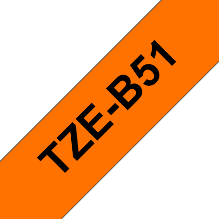 Taśma Brother 24mm Czarny na Fluorescencyjnym Pomarańczowym