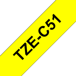 Taśma Brother 24mm Czarny na Fluorescencyjnym Żółtym