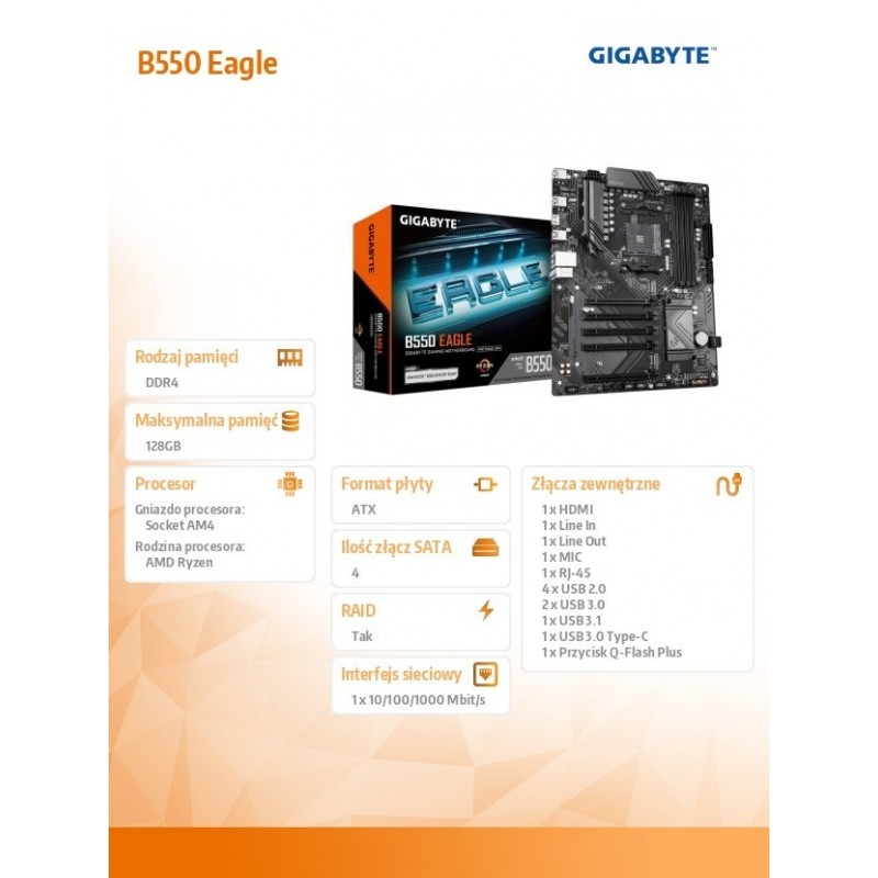 Płyta główna B550 EAGLE AM4 4DDR4 HDMI ATX Płyta główna B550 EAGLE AM4 4DDR4 HDMI ATX