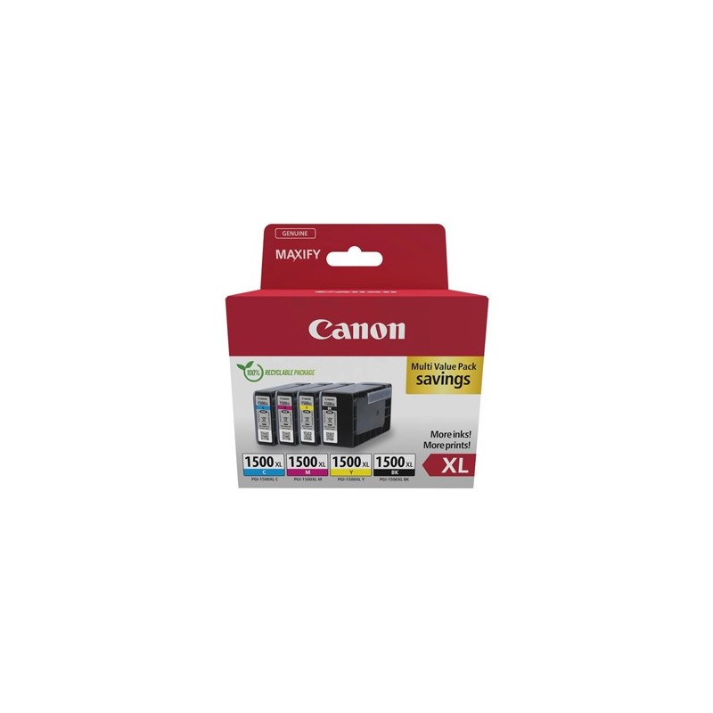 Canon oryginalny ink / tusz PGI-1500XL BK/C/M/Y MULTI, 9182B010, CMYK, 780s Canon oryginalny ink / tusz PGI-1500XL BK/C/M/Y MULTI, 9182B010, CMYK, 780s