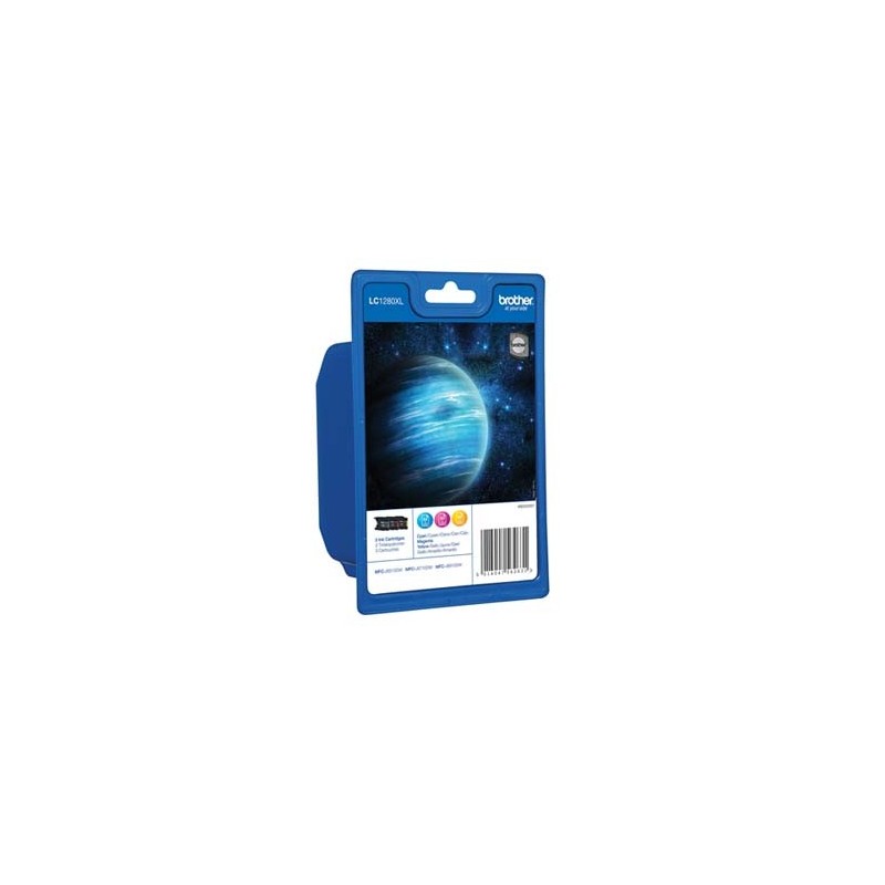 Brother oryginalny ink / tusz LC-1280XLRBWBP, CMY, 3x1200s, high capacity