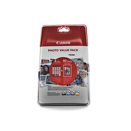 Canon oryginalny ink / tusz CLI-571 XL CMYK, 0332C005, CMYK, + 50x PP-201 Canon oryginalny ink / tusz CLI-571 XL CMYK, 0332C005, CMYK, + 50x PP-201