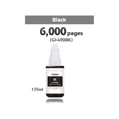Canon oryginalny ink / tusz GI-490 Bk, 0663C001, black, 6000s, 135ml Canon oryginalny ink / tusz GI-490 Bk, 0663C001, black, 6000s, 135ml