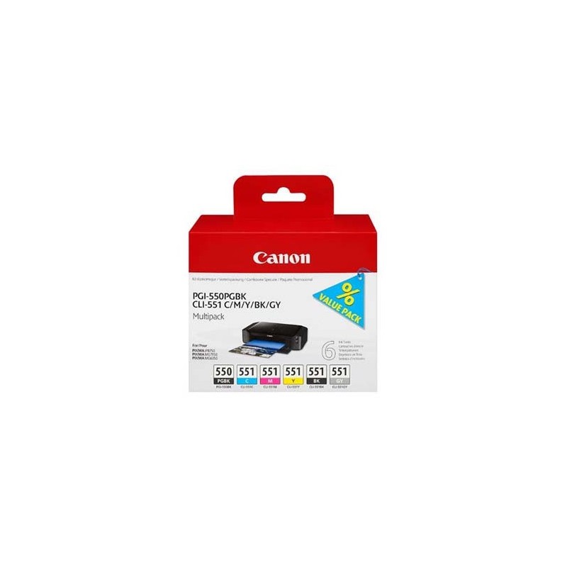 Canon oryginalny ink / tusz PGI-550/CLI-551PGBK/C/M/Y/BK/GY, 6496B005, black/color
