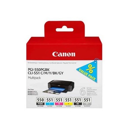 Canon oryginalny ink / tusz PGI-550/CLI-551PGBK/C/M/Y/BK/GY, 6496B005, black/color
