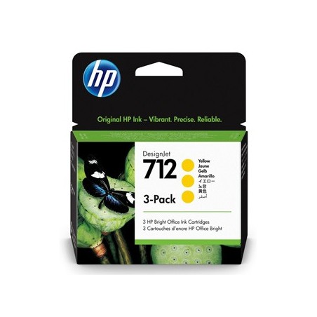 HP oryginalny ink / tusz 3ED79A, HP 712, yellow, 29ml, 3-pack HP oryginalny ink / tusz 3ED79A, HP 712, yellow, 29ml, 3-pack