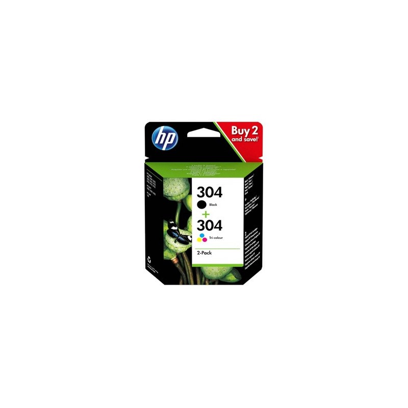 HP oryginalny zestaw tuszy 3JB05AE, HP 304, czarny + kolor, 100color-120Bks