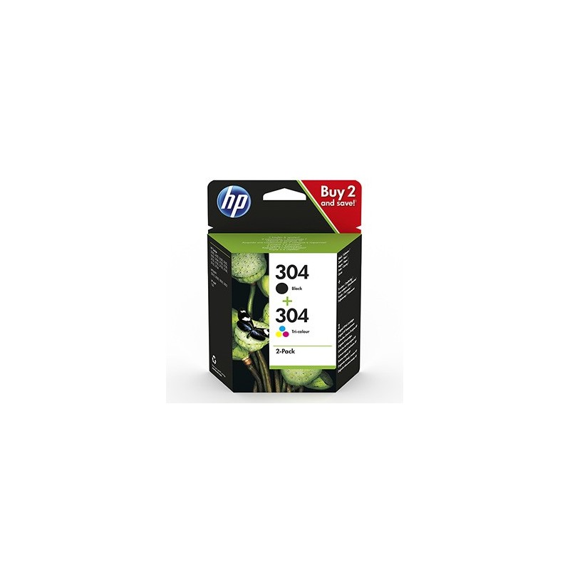 HP oryginalny zestaw tuszy 3JB05AE, HP 304, CMYK, 100CMY-120Ks