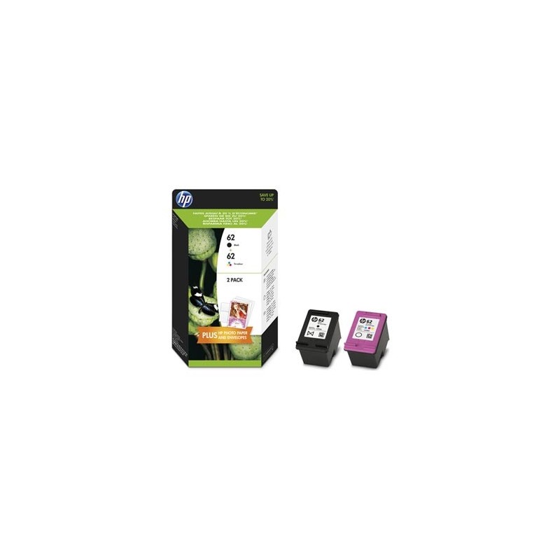 HP oryginalny zestaw tuszy N9J71AE, HP 62, black/color, 200/165s, 4.4.2005ml, value pack HP oryginalny zestaw tuszy N9J71AE, HP 62, black/color, 200/165s, 4.4.2005ml, value pack