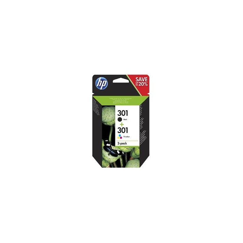 HP oryginalny ink / tusz N9J72AE, HP 301, black/color, 190/165s, 2-pack