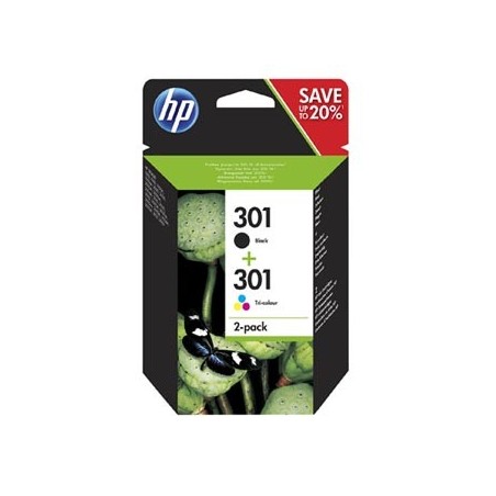 HP oryginalny ink / tusz N9J72AE, HP 301, black/color, 190/165s, 2-pack HP oryginalny ink / tusz N9J72AE, HP 301, black/color, 190/165s, 2-pack