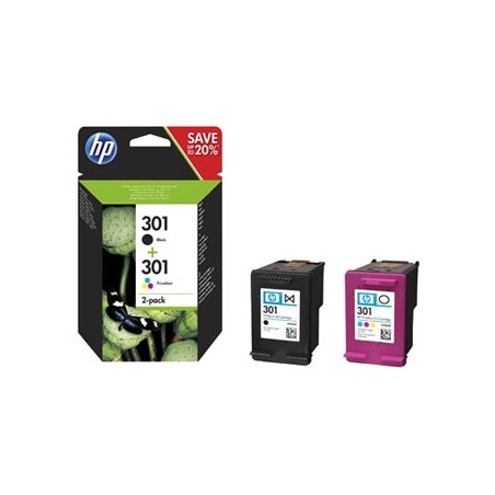 HP oryginalny ink / tusz N9J72AE, HP 301, black/color, 190/165s, 2-pack HP oryginalny ink / tusz N9J72AE, HP 301, black/color, 190/165s, 2-pack