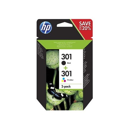 HP oryginalny ink / tusz N9J72AE, HP 301, black/color, blistr, 190/165s, 2-pack