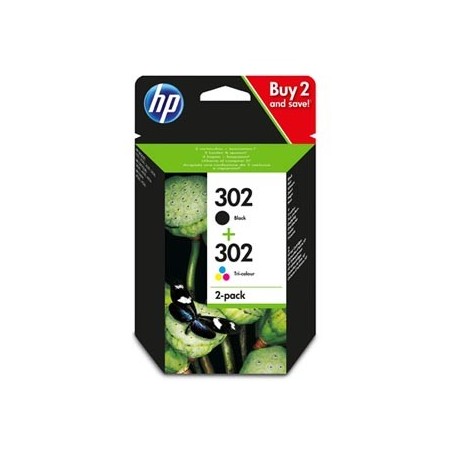 HP oryginalny ink / tusz X4D37AE, HP 302, black/tri-colour, 190 black, 165 tri-colours, 2-pack HP oryginalny ink / tusz X4D37AE, HP 302, black/tri-colour, 190 black, 165 tri-colours, 2-pack