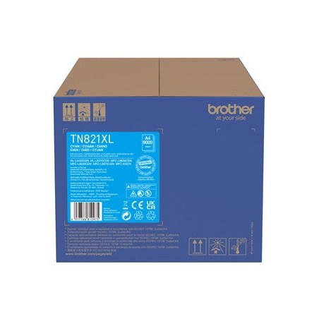 Brother oryginalny toner TN-821XLC, cyan, 9000s