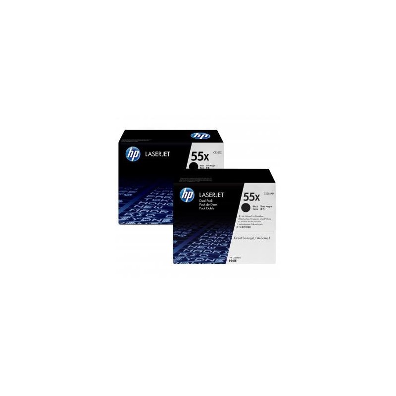 HP oryginalny toner CE255XD, HP 55X, black, 12500s, dual pack, 2szt HP oryginalny toner CE255XD, HP 55X, black, 12500s, dual pack, 2szt