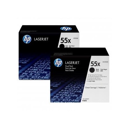 HP oryginalny toner CE255XD, HP 55X, black, 12500s, dual pack, 2szt HP oryginalny toner CE255XD, HP 55X, black, 12500s, dual pack, 2szt