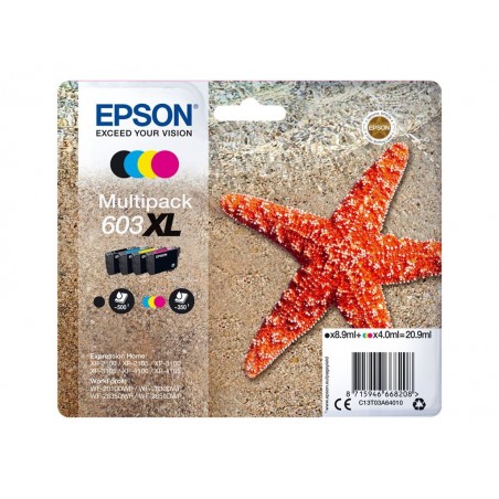 EPSON C13T03A64010 Multipack Epson C13T03A64010 4-colours 603XL 8,9 ml + 3 x 4,0 ml EPSON C13T03A64010 Multipack Epson C13T03A64010 4-colours 603XL 8,9 ml + 3 x 4,0 ml