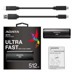 Dysk zewnętrzny SSD SE760 512GB USB3.2-A/C Czarny 