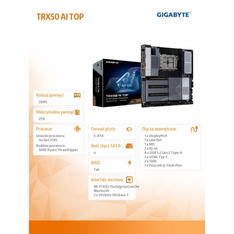 Płyta główna TRX50 AI TOP sTR5 8DDR5 DP IN/USB-C e-ATX Płyta główna TRX50 AI TOP sTR5 8DDR5 DP IN/USB-C e-ATX