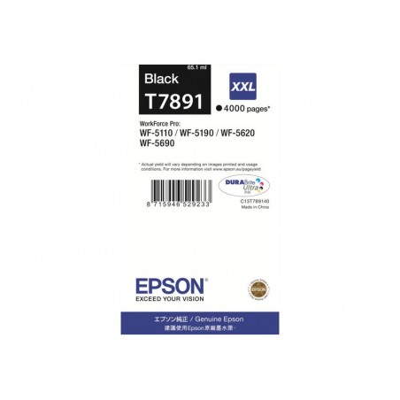 EPSON C13T789140 Tusz Epson T7891 black 65 ml WF-5110DW/WF-5190DW/WF-5620DWF/WF-5690DWF EPSON C13T789140 Tusz Epson T7891 black 65 ml WF-5110DW/WF-5190DW/WF-5620DWF/WF-5690DWF
