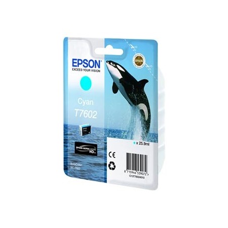 Epson oryginalny ink / tusz C13T76024010, T7602, cyan, 25,9ml, 1szt Epson oryginalny ink / tusz C13T76024010, T7602, cyan, 25,9ml, 1szt