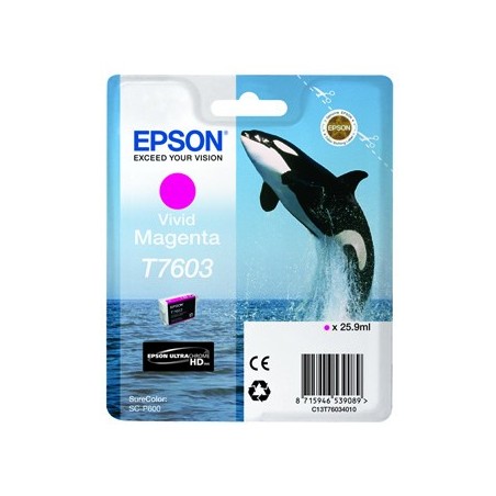 Epson oryginalny ink / tusz C13T76034N10, T7603, vivid magenta, 25,9ml, 1szt Epson oryginalny ink / tusz C13T76034N10, T7603, vivid magenta, 25,9ml, 1szt