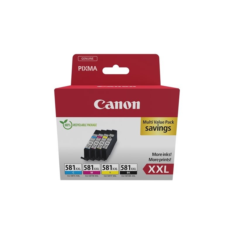 CANON CLI-581XXL Ink Cartridge C/M/Y/BK MULTI Sec CANON CLI-581XXL Ink Cartridge C/M/Y/BK MULTI Sec