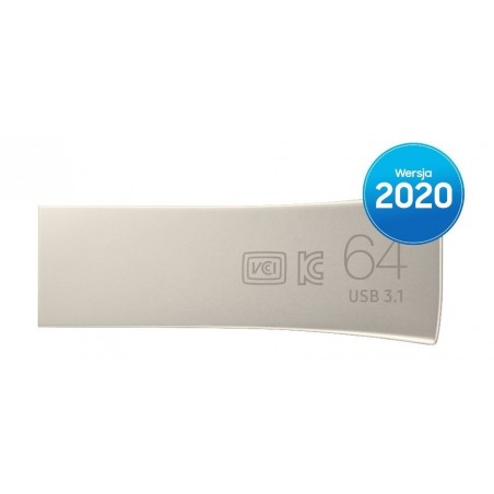 Pendrive BAR Plus USB3.1 64 GB Champaign Silver Pendrive BAR Plus USB3.1 64 GB Champaign Silver