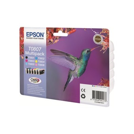 EPSON C13T08074011 Zestaw Epson T0807 C/M/Y/K/LC/LM MultiPack CLARIA Stylus photo R265/285/360... EPSON C13T08074011 Zestaw Epson T0807 C/M/Y/K/LC/LM MultiPack CLARIA Stylus photo R265/285/360...