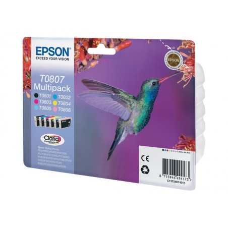 EPSON C13T08074011 Zestaw Epson T0807 C/M/Y/K/LC/LM MultiPack CLARIA Stylus photo R265/285/360... EPSON C13T08074011 Zestaw Epson T0807 C/M/Y/K/LC/LM MultiPack CLARIA Stylus photo R265/285/360...