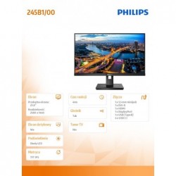 Monitor 245B1 23.8''IPS DVI HDMI DP Pivot 