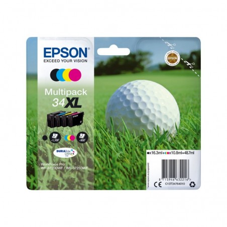EPSON C13T34764010 Tusz Epson Golf ball Multipack 34XL 4-colors DURABrite Ultra 48,7 ml EPSON C13T34764010 Tusz Epson Golf ball Multipack 34XL 4-colors DURABrite Ultra 48,7 ml