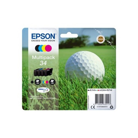EPSON C13T34664010 Tusz EPSON Golf ball Multipack 34 4-colors DURABrite Ultra 18,7 ml EPSON C13T34664010 Tusz EPSON Golf ball Multipack 34 4-colors DURABrite Ultra 18,7 ml