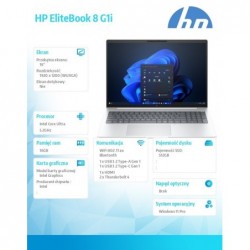 Notebook EliteBook 8 G1i U7-255U 512GB/16GB/W11P/16cali C51LLET Notebook EliteBook 8 G1i U7-255U 512GB/16GB/W11P/16cali C51LLET
