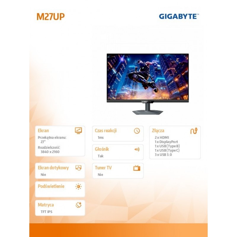 Monitor 27 cali M27UP IPS 4K FHD 160/240Hz DP HDMI 