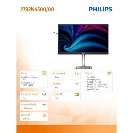 Monitor 27B2N4500 27 cali IPS 120Hz HDMIx2 DP Pivot Głośniki Monitor 27B2N4500 27 cali IPS 120Hz HDMIx2 DP Pivot Głośniki