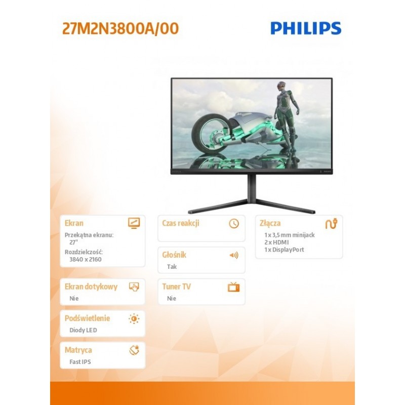 Monitor 27M2N3800A 27 cali Fast IPS 4K 320Hz HDMIx2 Pivot Głośniki