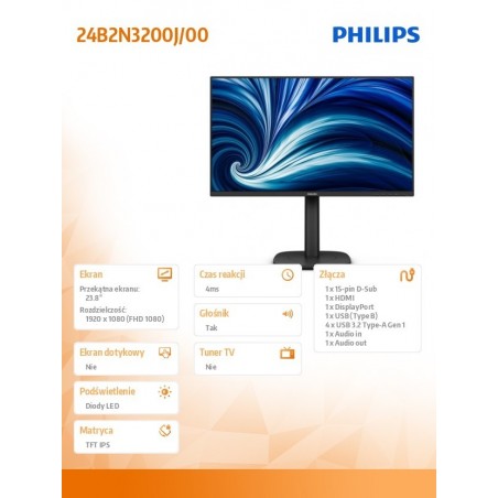 Monitor 24B2N3200J 23.8 cala IPS 120Hz HDMI DP VGA Pivot Glośniki Monitor 24B2N3200J 23.8 cala IPS 120Hz HDMI DP VGA Pivot Glośniki