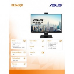 Monitor 24 cale BE24EQK IPS FHD Kamera 2MP Mikrofon HDMI DP D-SUB Głośnik