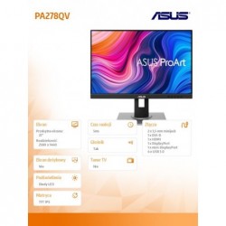 Monitor 27 cali ProArt PA278QV IPS WQHD HDMI DP mDP HUB USB sRGB: 100% 