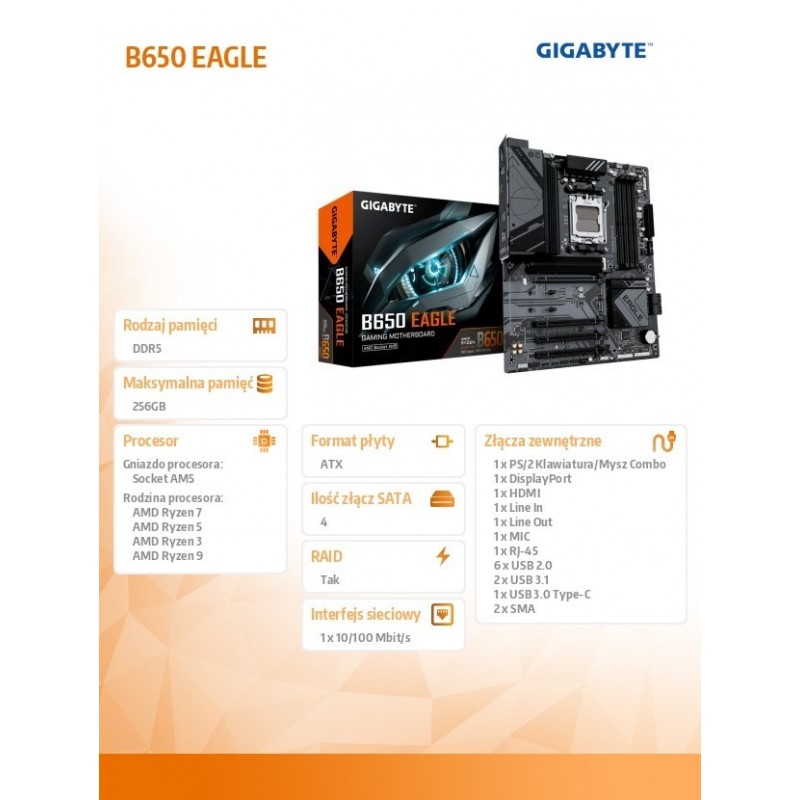 Płyta główna B650 EAGLE AM5 4DDR5 HDMI/DP ATX 