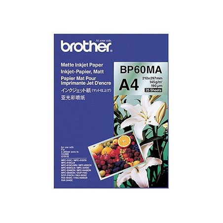 Brother Matte Inkjet Paper, BP60MA, foto papier, matowy, biały, A4, 145 g/m2, 25 szt., atrament