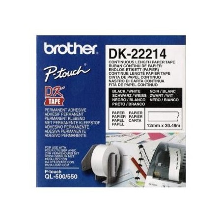 Brother rolki papierowe 12mm x 30.48m, biała, 1 szt., DK22214, do drukowania etykiet