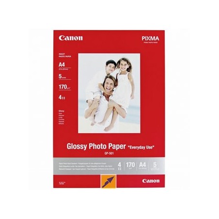 Canon Glossy Photo Paper, GP-501, foto papier, połysk, GP-501 typ 0775B076, biały, 21x29,7cm, A4, 200 g/m2, 5 szt., atrament Canon Glossy Photo Paper, GP-501, foto papier, połysk, GP-501 typ 0775B076, biały, 21x29,7cm, A4, 200 g/m2, 5 szt., atrament