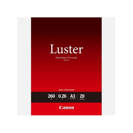 Canon LU-101 Photo Paper, LU-101, foto papier, połysk, 6211B007, biały, A3, 260 g/m2, 20 szt., atrament Canon LU-101 Photo Paper, LU-101, foto papier, połysk, 6211B007, biały, A3, 260 g/m2, 20 szt., atrament