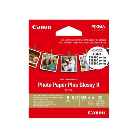 Canon Photo Paper Plus II, PP-201, foto papier, połysk, kwadratowy typ 2311B070, biały, PIXMA TS9500, TS8200 a TS6200, 8.89x8.