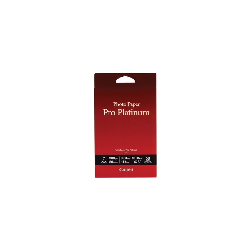 Canon Photo Paper Pro Platinum PT-101, PT-101, foto papier, połysk, 2768B014, biały, 10x15cm, 4x6", 300 g/m2, 50 szt., atramen