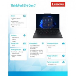 Laptop ThinkPad E14 G7 W11Pro 21T0004TPB 5 220/16GB/512GB/INT/14.0 WUXGA/Black/3YRS OS + 1YR Premier + CO2 Offset Laptop ThinkPad E14 G7 W11Pro 21T0004TPB 5 220/16GB/512GB/INT/14.0 WUXGA/Black/3YRS OS + 1YR Premier + CO2 Offset